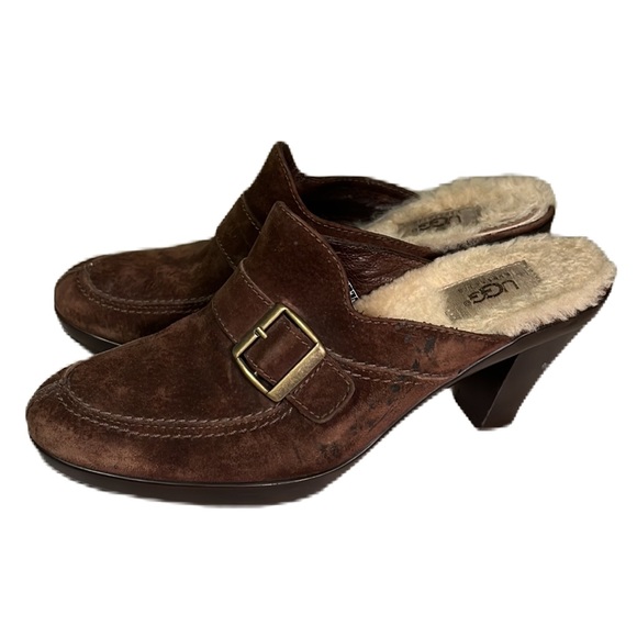 UGG, Brown Color, Heel Out, Belt Buckle Strap, Close Toe Heels, Size 9 - Picture 5 of 15